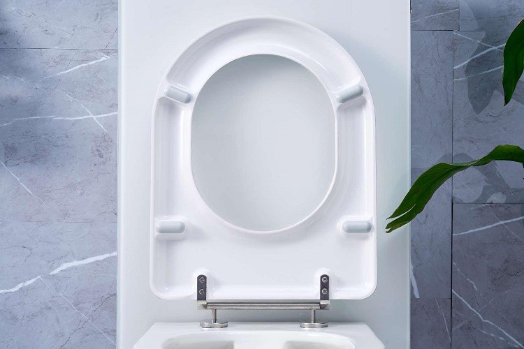 gray toilet seat