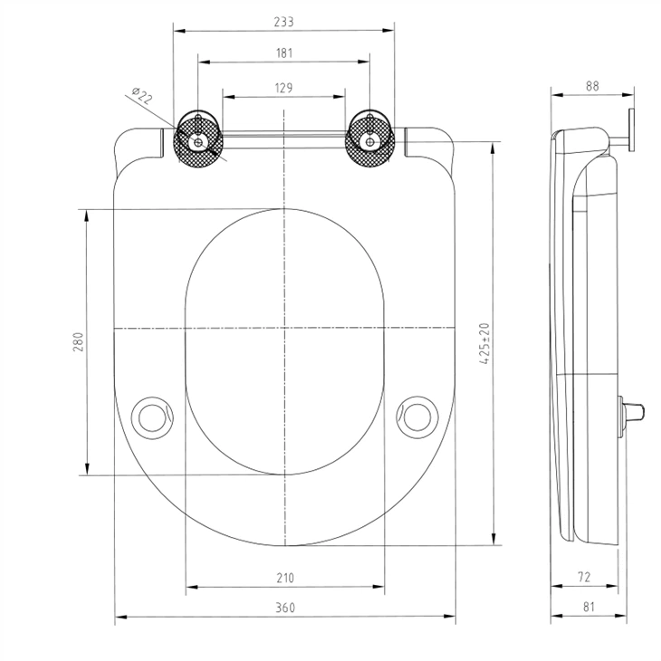 raised comfort toilet seat size